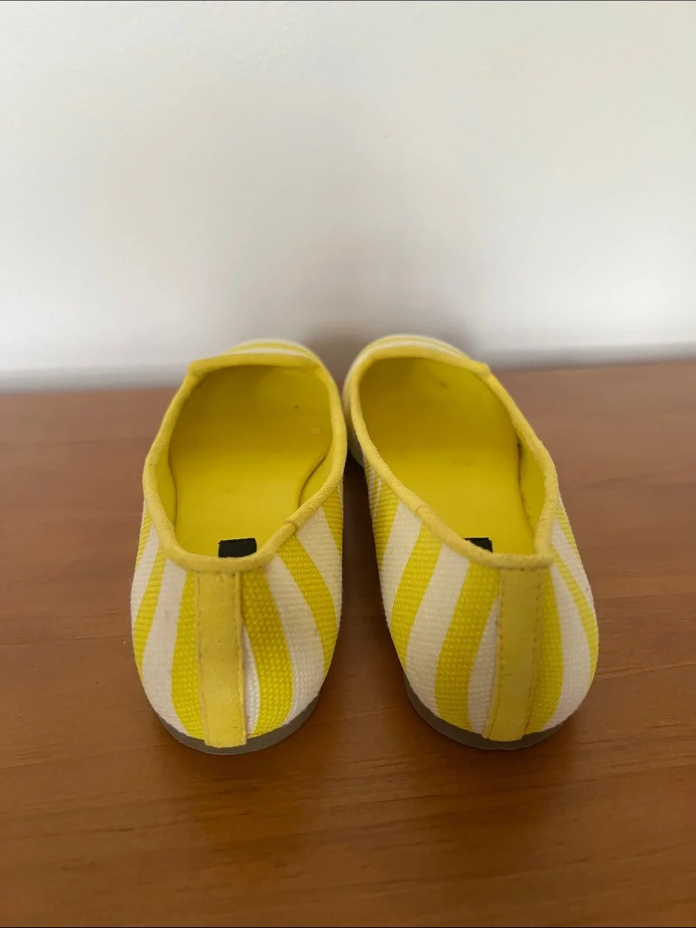 Ann Taylor Yellow White Striped Women's Slip-On Flats, Casual Canvas Loafers, 7M